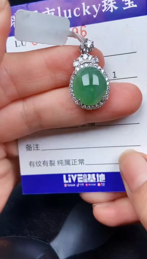 翡翠银S925镶嵌颈饰4796