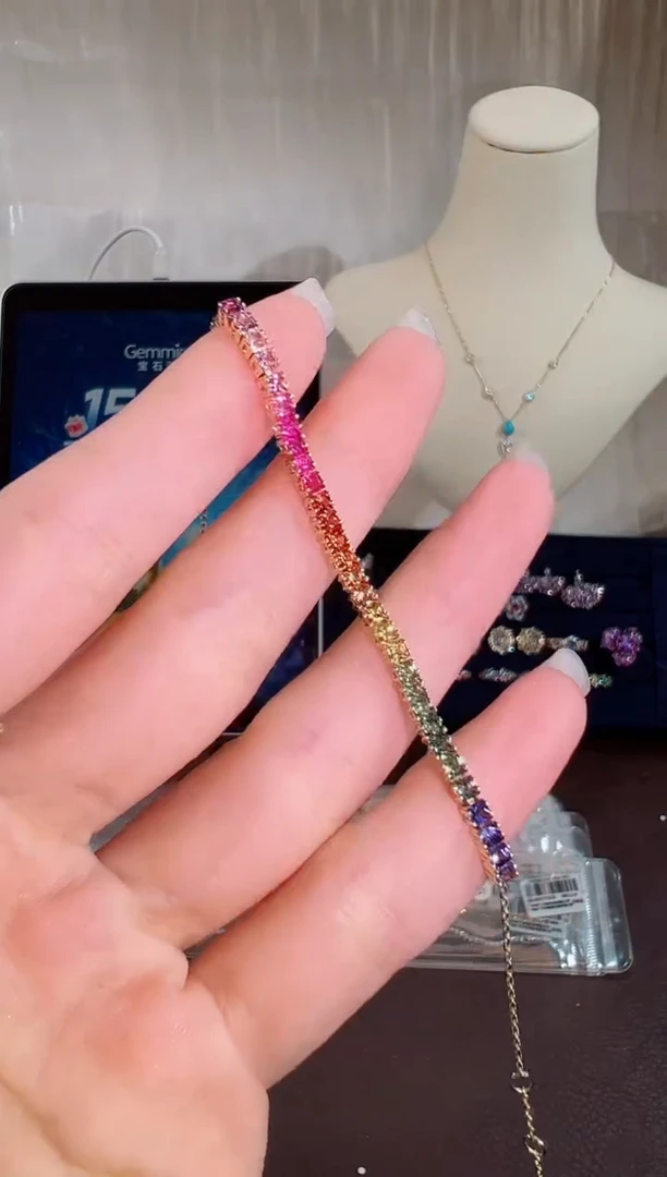 手链彩色蓝宝石18K金镶嵌BB4771