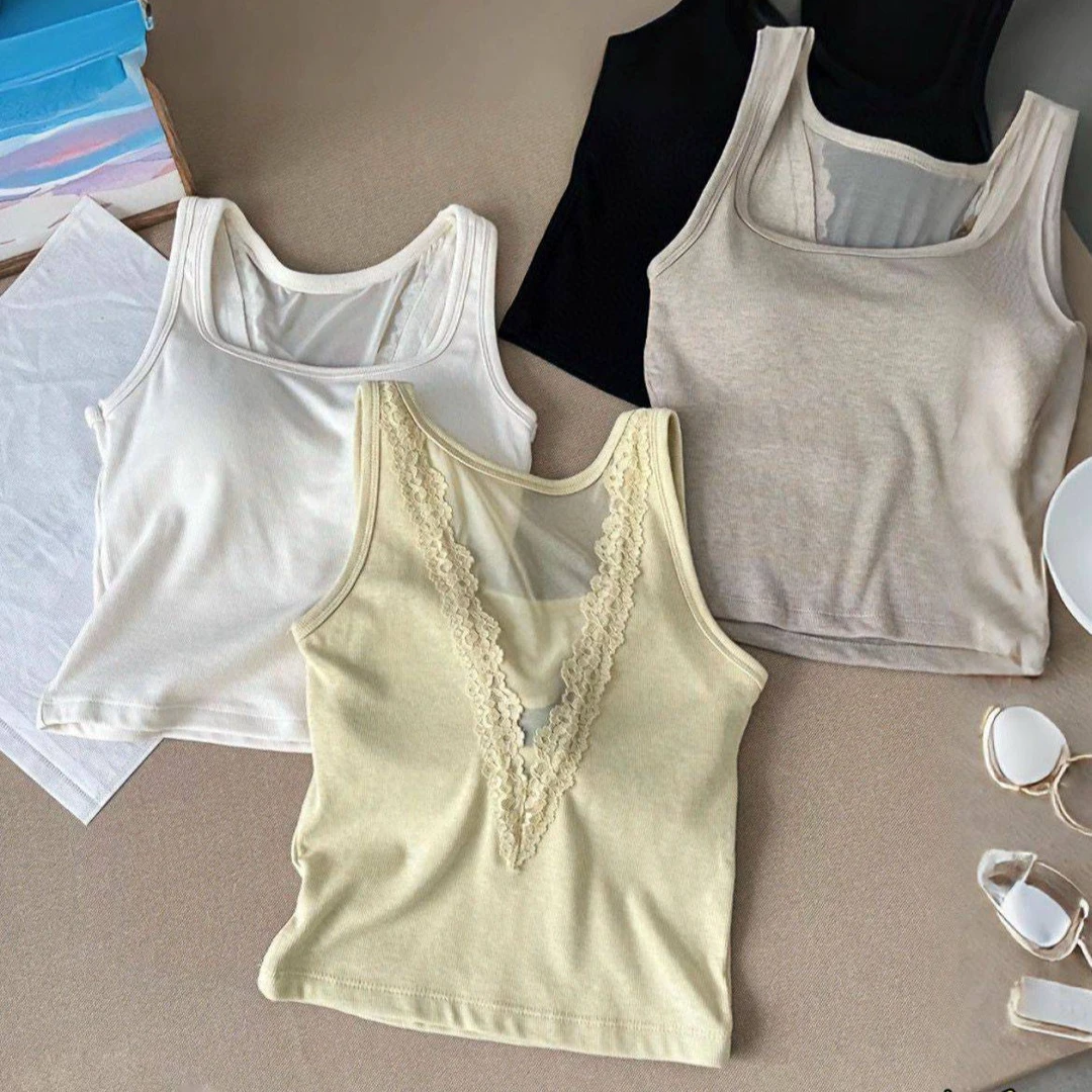 【宽肩带镂空美背背心】纯色秋冬修身型吊带百搭无痕打底衫-27110