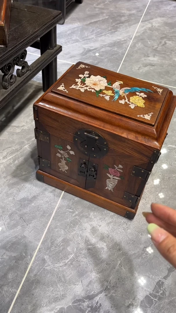 木花开富贵首饰箱 官箱