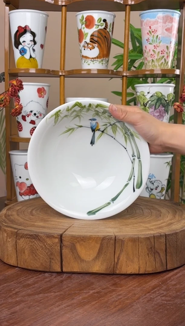 景德镇手绘釉中彩（食品级）汤碗