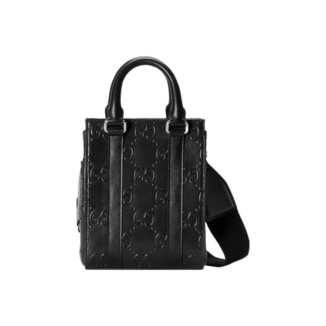 未使用 GUCCI/古驰 黑色 LOGO满印 手提包/单肩包