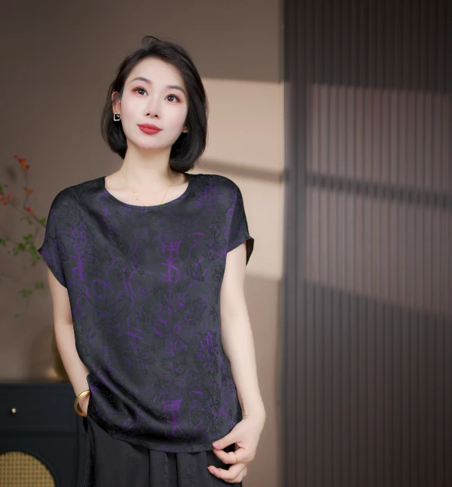 【甲骨文】新款国风新中式复古夏季薄款小衫8176