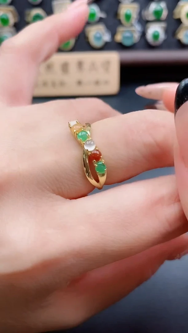 银S925镶嵌戒指翡翠1