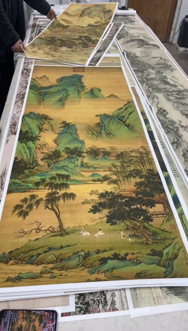 仇英 春山吟赏 微喷复刻