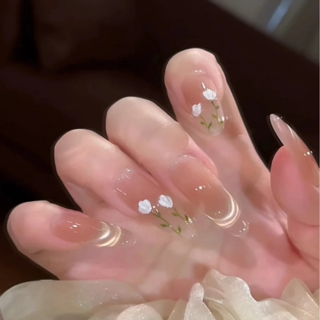 【冰晶郁金香】春季ins风纯手工穿戴甲