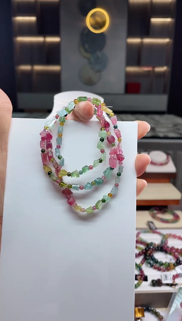 未镶嵌三圈手串碧玺（多样性发一条）Q
