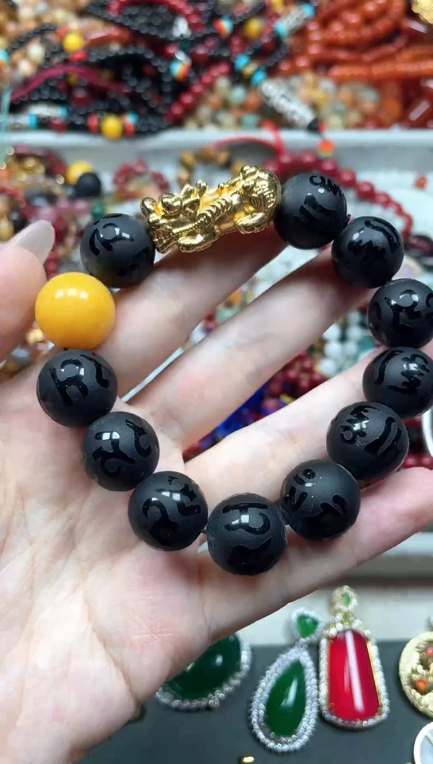 合金黑曜岩手串多样性发货拍一发一