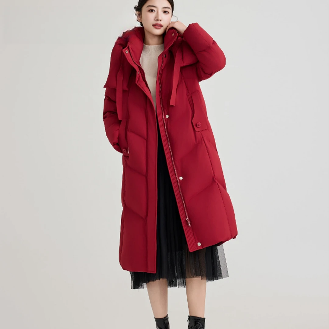 102国标羽绒服长款超高安可拉红外套女2025年新款