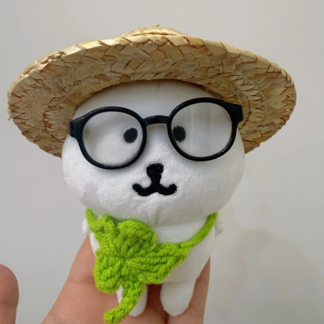 【仅售娃衣】可爱13cm自嘲熊草帽眼镜套装超萌可爱番茄口水巾套装