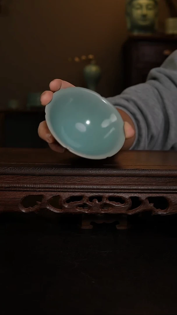 摆件仿古手工葵口斗笠
