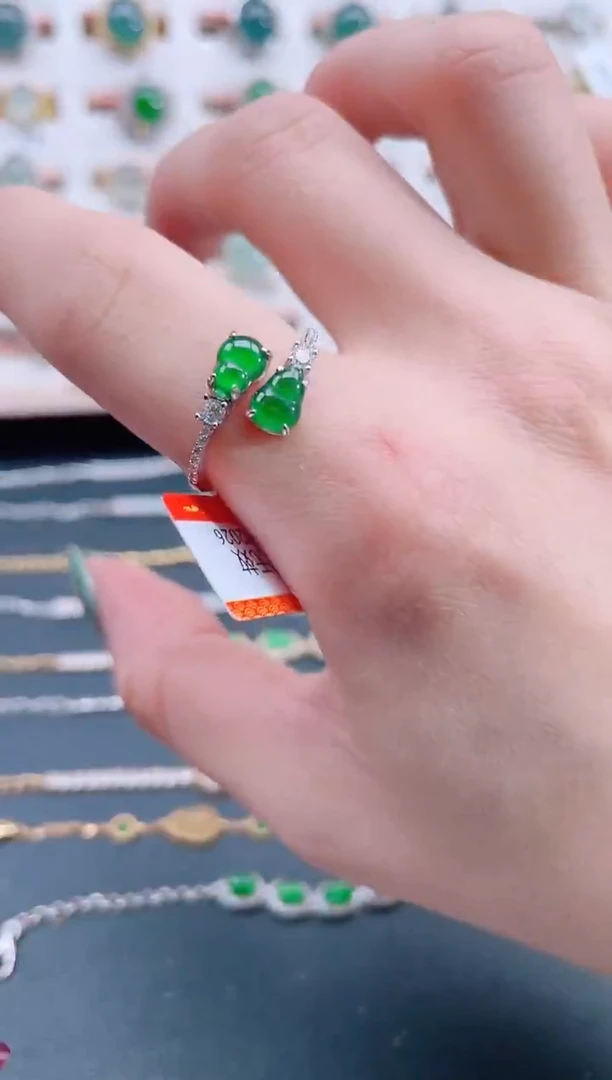 银S925镶嵌戒指翡翠天然翡翠