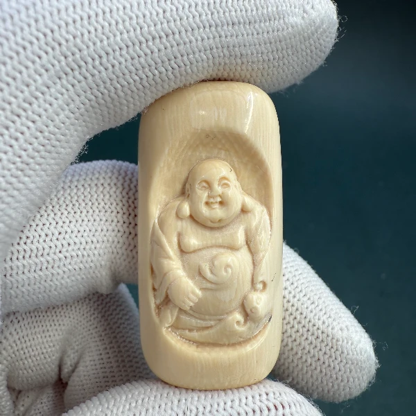 E6991天然猛犸牙雕刻牌43.9*21.9*12.4支持鉴定假一罚四