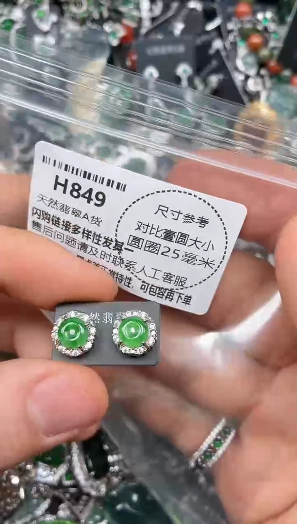 颈饰未镶嵌翡翠H849耳钉