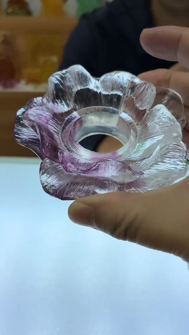 琉璃手工艺品古法琉璃茶漏架紫色