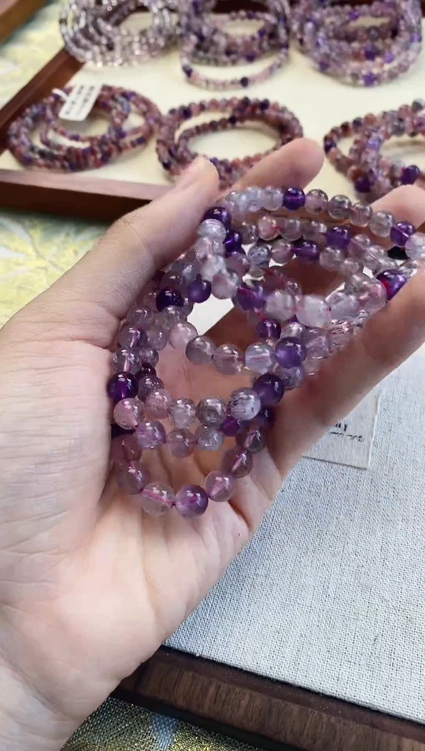 水晶手串未镶嵌黑加仑单圈7mm 多样性发一