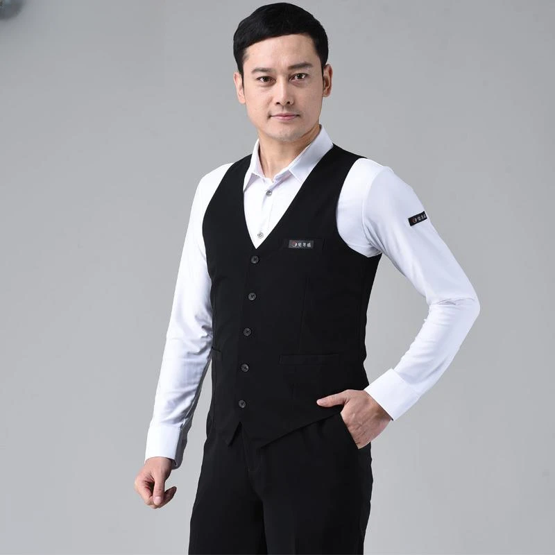 专业男舞蹈服马夹拉丁舞上衣男士表演服马甲摩登舞国标舞服