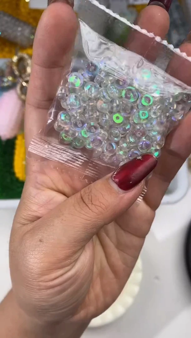 玻璃2128卡6算盘珠300颗粉包绿