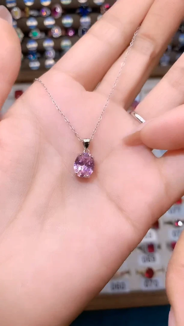 蓝宝石颈饰银S925镶嵌810白