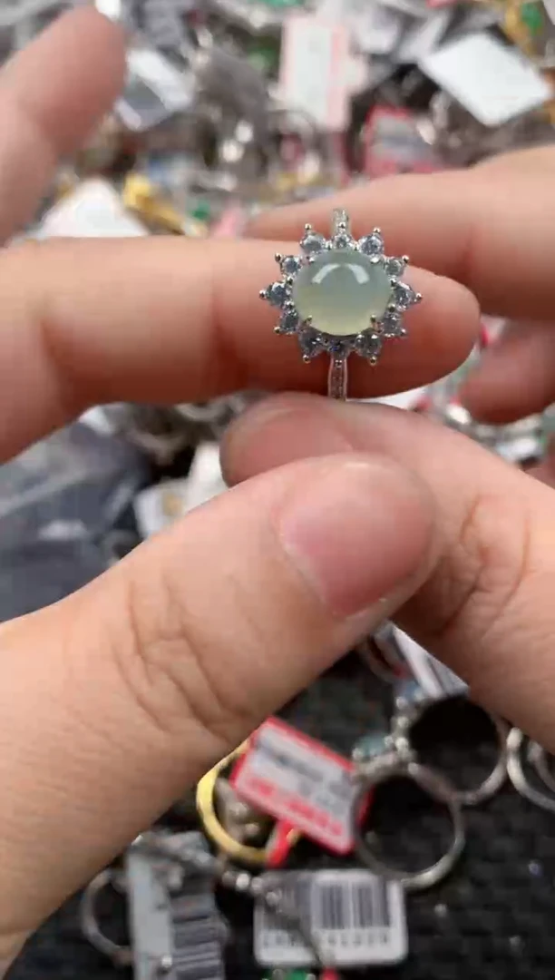 银S925镶嵌戒指翡翠444   7