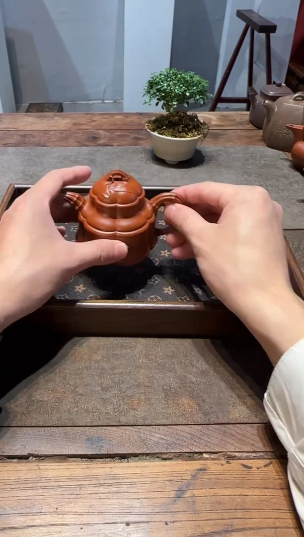 茶壶紫砂不****）宜兴紫砂壶海棠竹鼎150cc