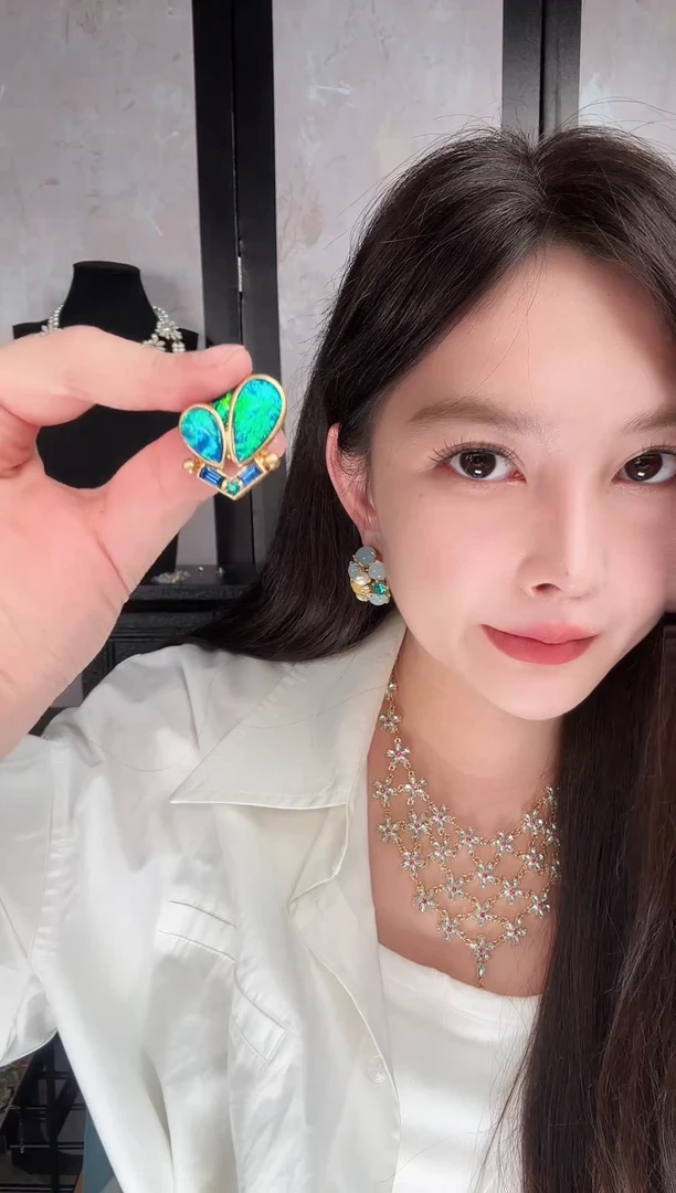 纯铜合金琉璃福福耳饰