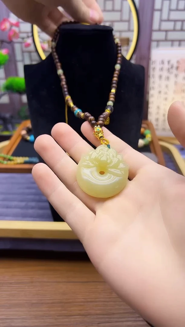 和田玉14K金镶嵌颈饰X734