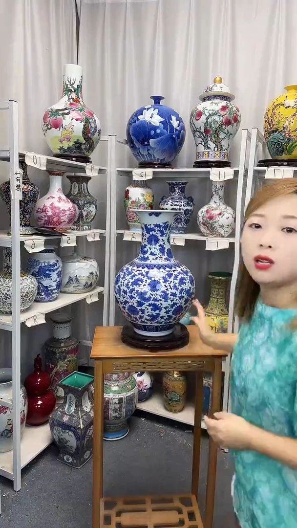 摆件景德镇青花大赏瓶高48
