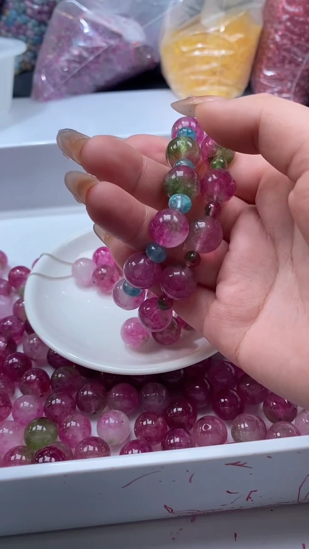 颈饰未镶嵌水晶W3014西瓜碧玺14MM*3颗