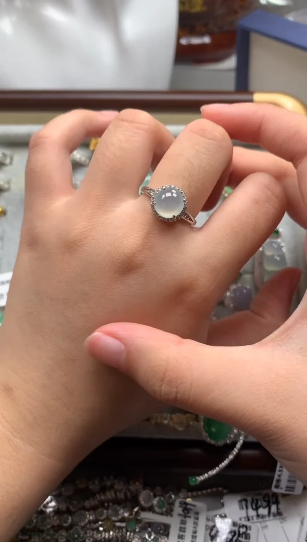 银S925镶嵌戒指翡翠1