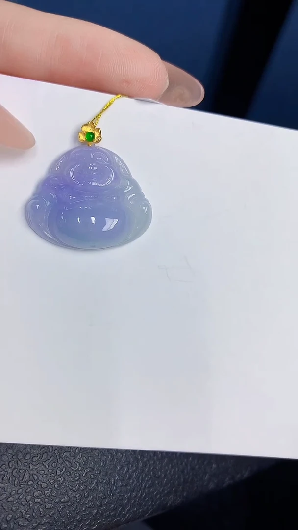 颈饰18K金镶嵌翡翠缅甸天然翡翠A货