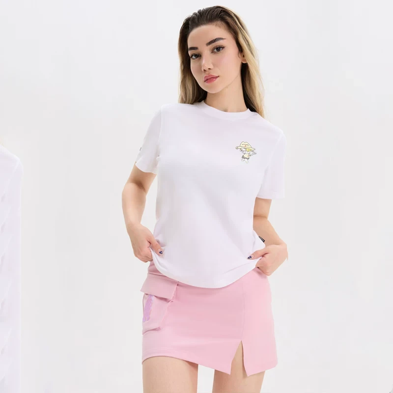 【定制华夫格肌理面料 】Golfickers2025高尔夫潮牌女白色T恤上衣