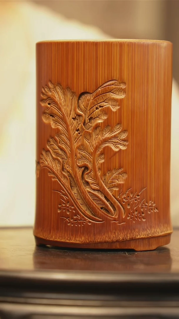 香榧木范****情竹雕白菜茶叶罐