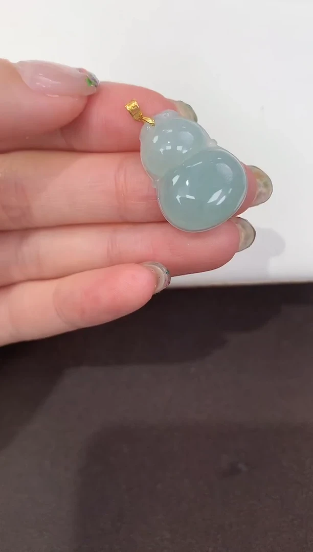 颈饰18K金镶嵌翡翠天然缅甸A货翡翠