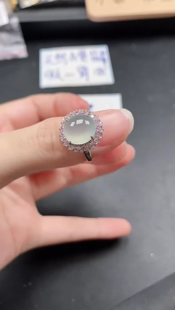 翡翠戒指银S925镶嵌5111