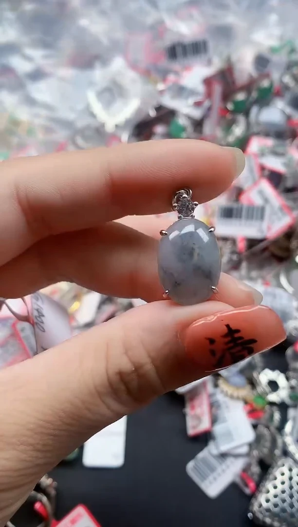 银S925镶嵌戒指翡翠天然A货缅甸翡翠