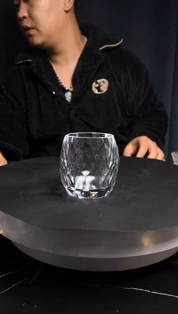 水晶玻璃无盖款水晶刻面主人杯