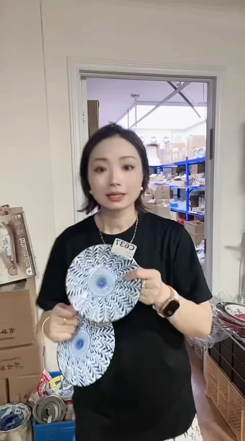 瓷片全新高端瓷器蕨菜16cm钵两只C637