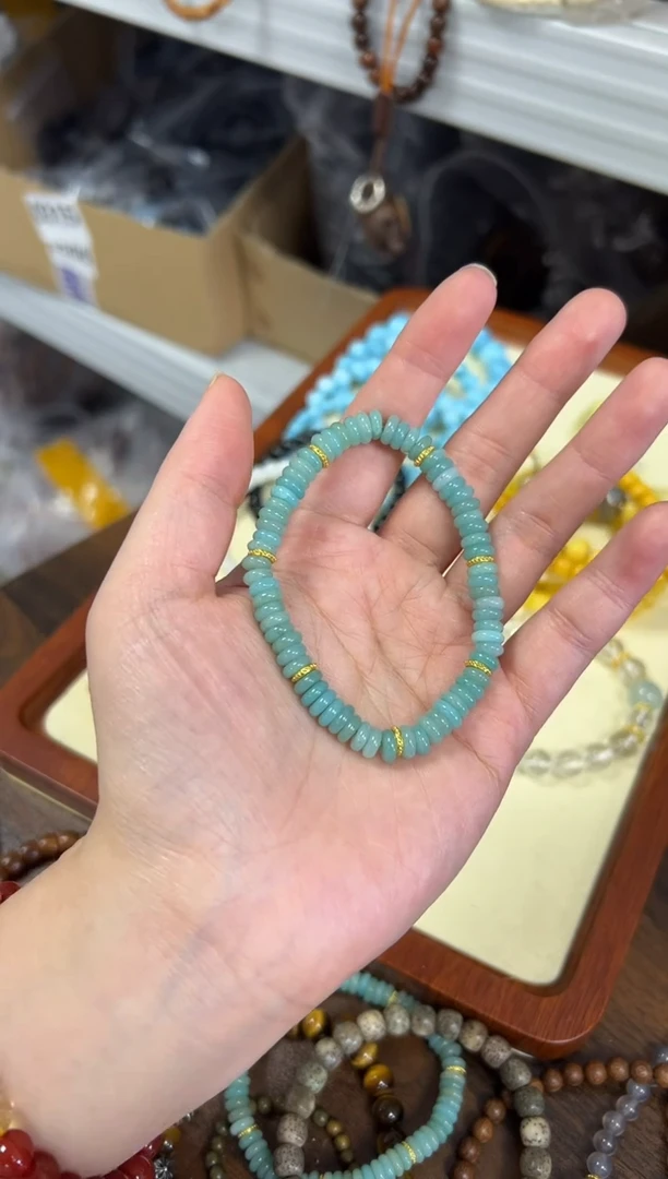 手链未镶嵌天河石老矿天河石精工蝶珠款手链