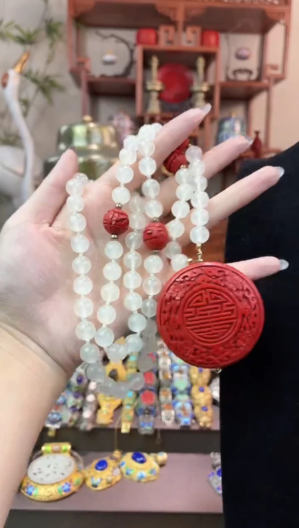 非遗手工雕漆牌子项链