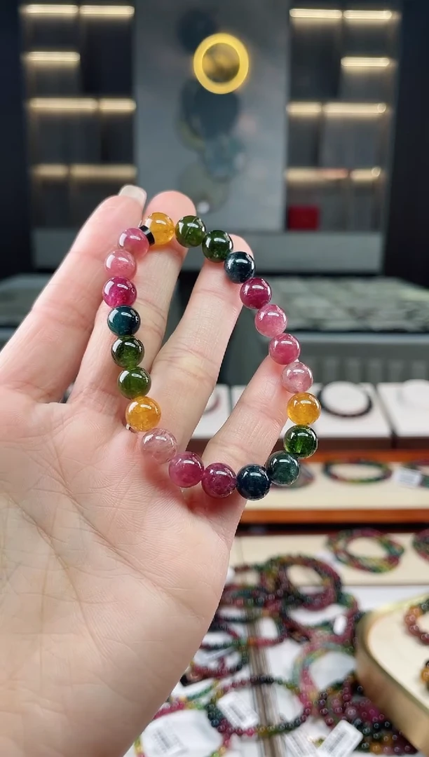 未镶嵌老矿碧玺单圈手串8mm+碧玺（多样性发一条）T