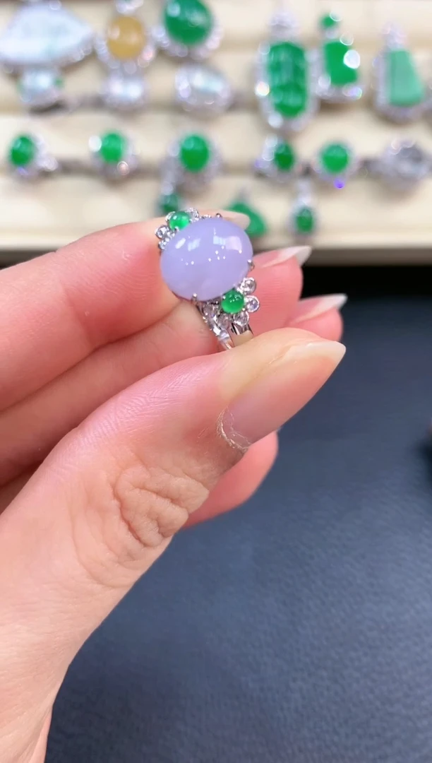 【闪购商品】翡翠戒指18K金镶嵌b19有色差多样性一件发货
