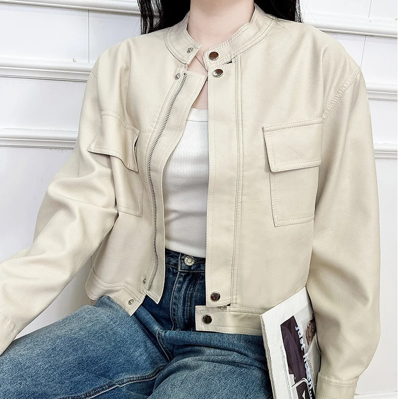 2409女士春秋长袖时尚夹克小个子百搭显瘦常规短款