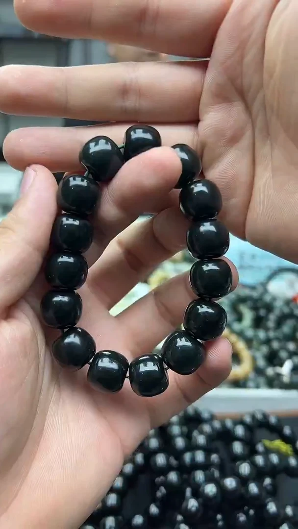 未镶嵌手串和田玉纯天然新疆塔县黑青16