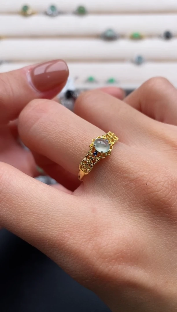 银S925镶嵌戒指翡翠444444+1