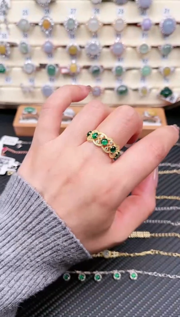 【闪购商品】翡翠戒指银S925镶嵌戒指16