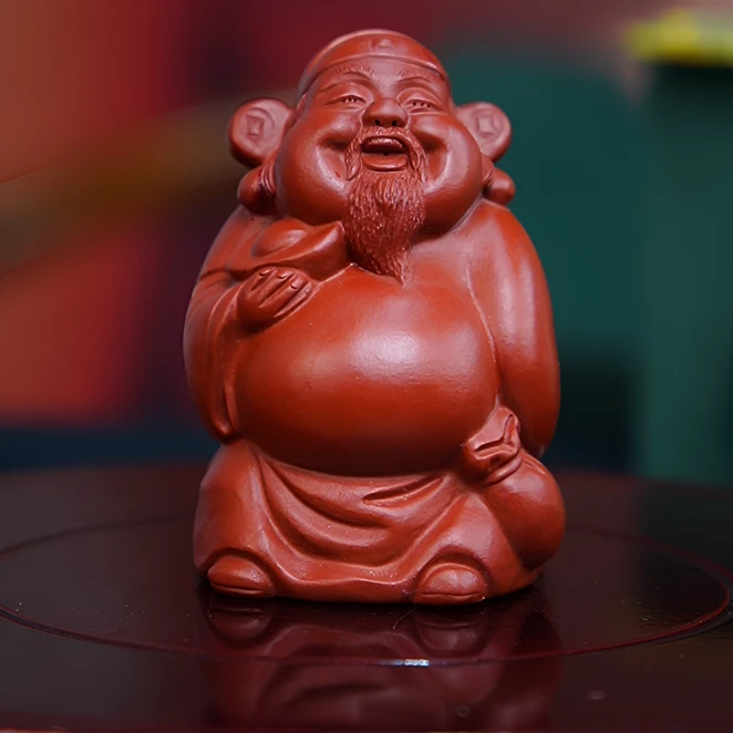 宜砂摆件   红   元宝财神-