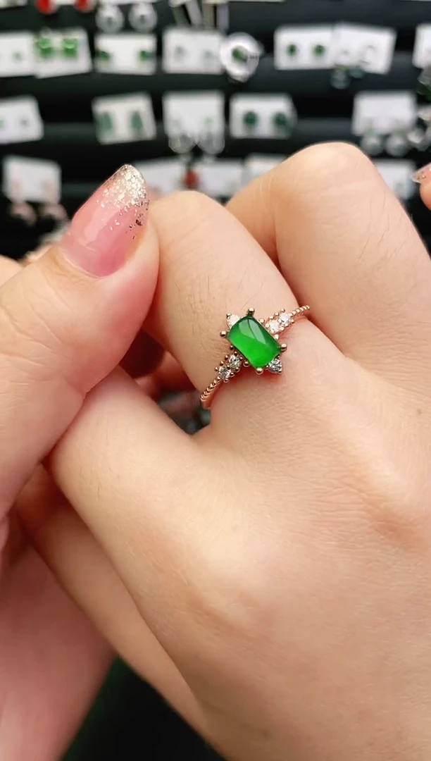 银S925镶嵌戒指翡翠0