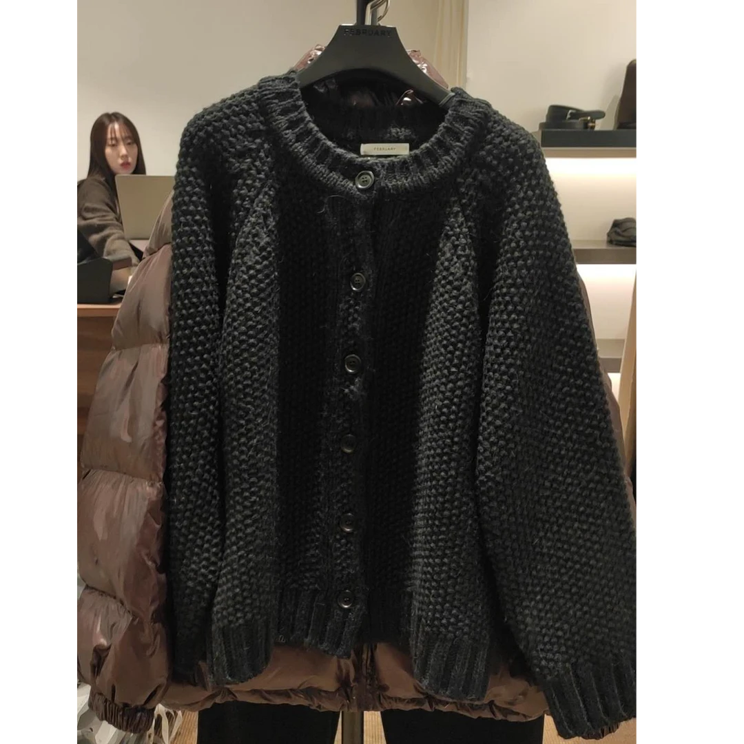 针织衫-NO退换 接受再拍 Y-P-120百搭女宽松型厚款长款立领