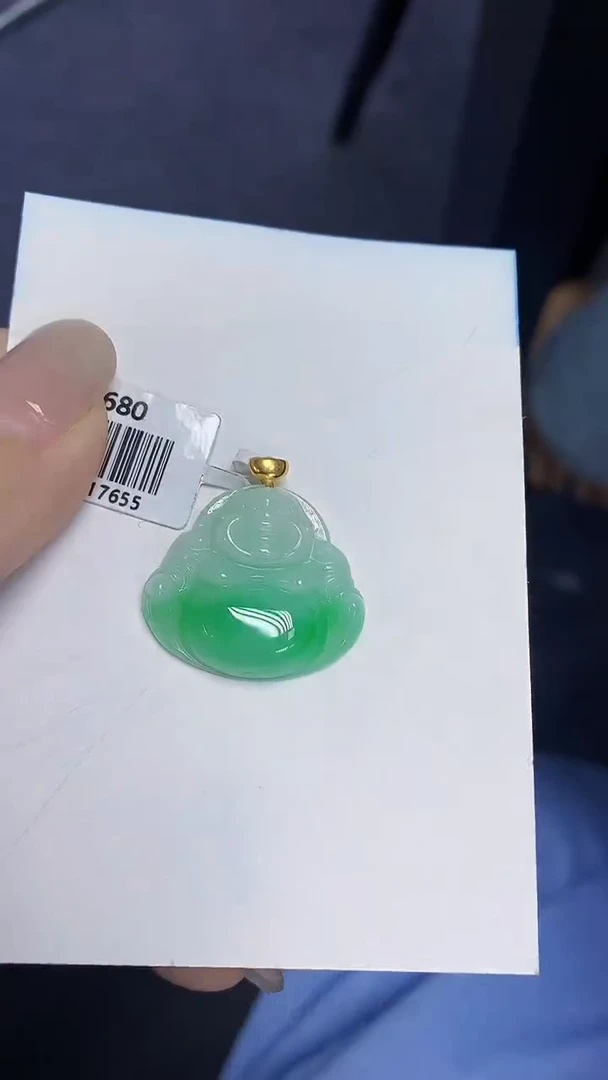 翡翠18K金镶嵌颈饰天然缅甸翡翠A货